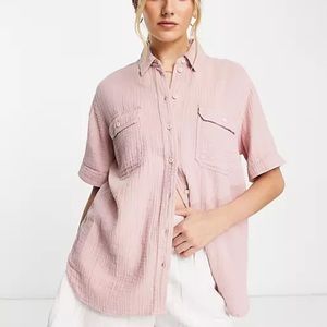 Madewell Button Down Short Sleeve Pink